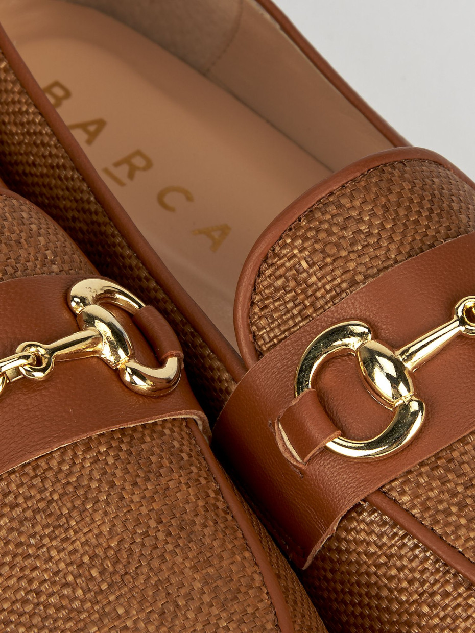 Mocassini tacco 1cm pelle marrone
