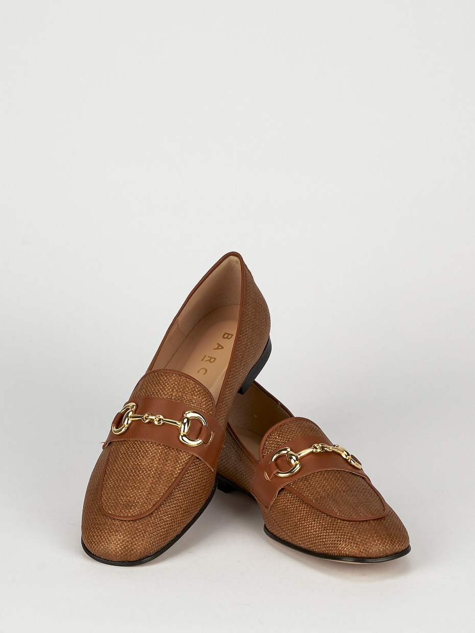 Mocassini tacco 1cm pelle marrone
