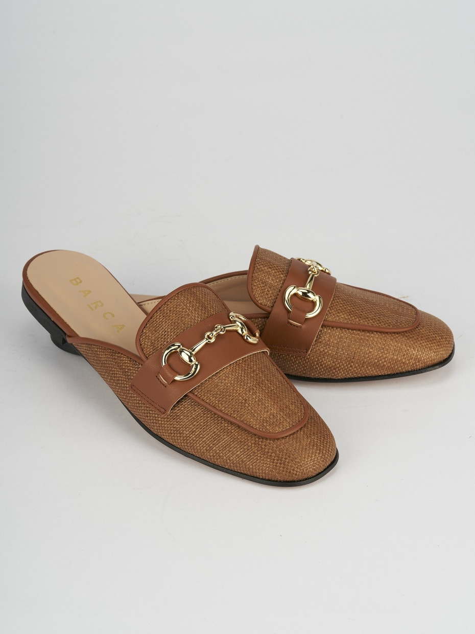 Sabot heel 1 cm brown tissue