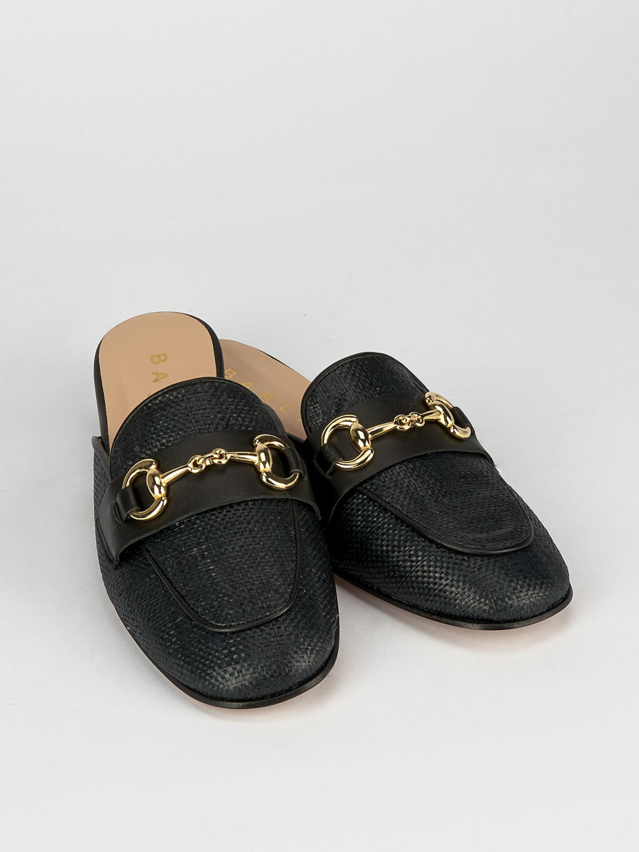 Sabot tacco 1cm tessuto nero