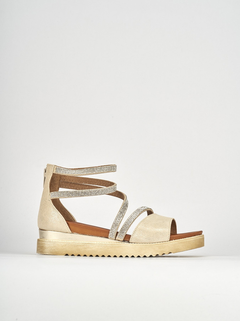 Sandali tacco 1cm pelle oro