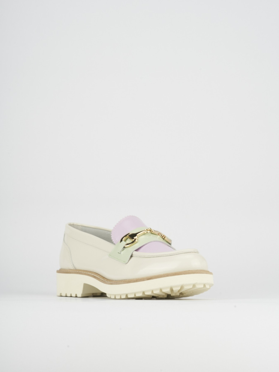 Loafers heel 2 cm white leather