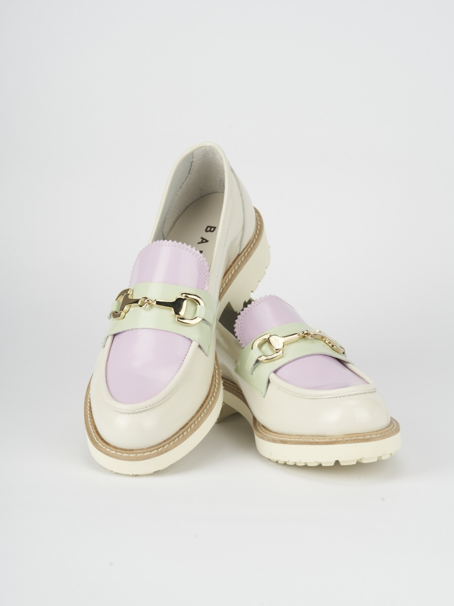 Loafers heel 2 cm white leather