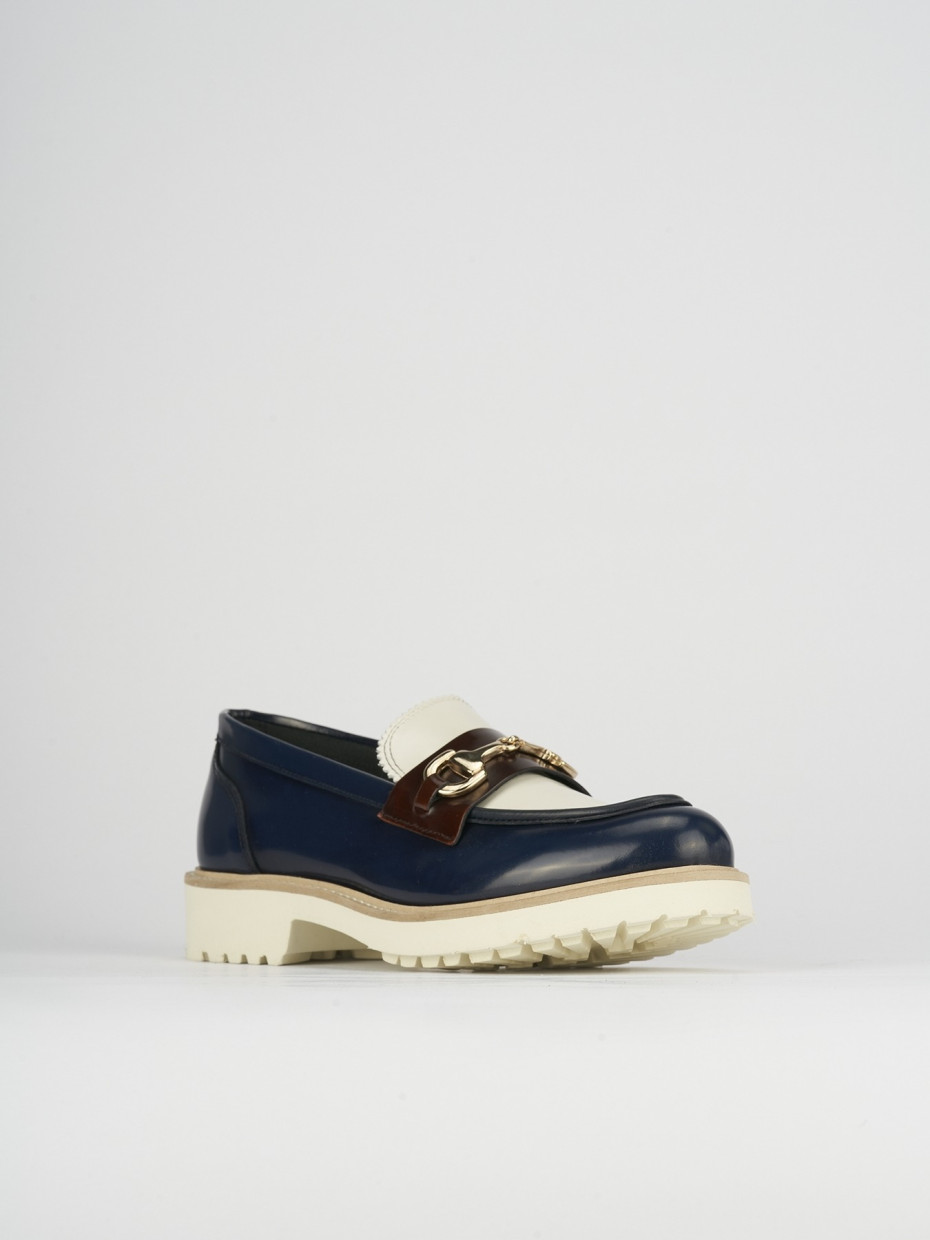 Loafers heel 2 cm blu leather