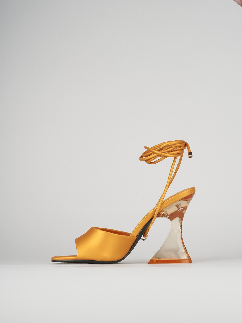 Sandali tacco 8cm pelle arancio