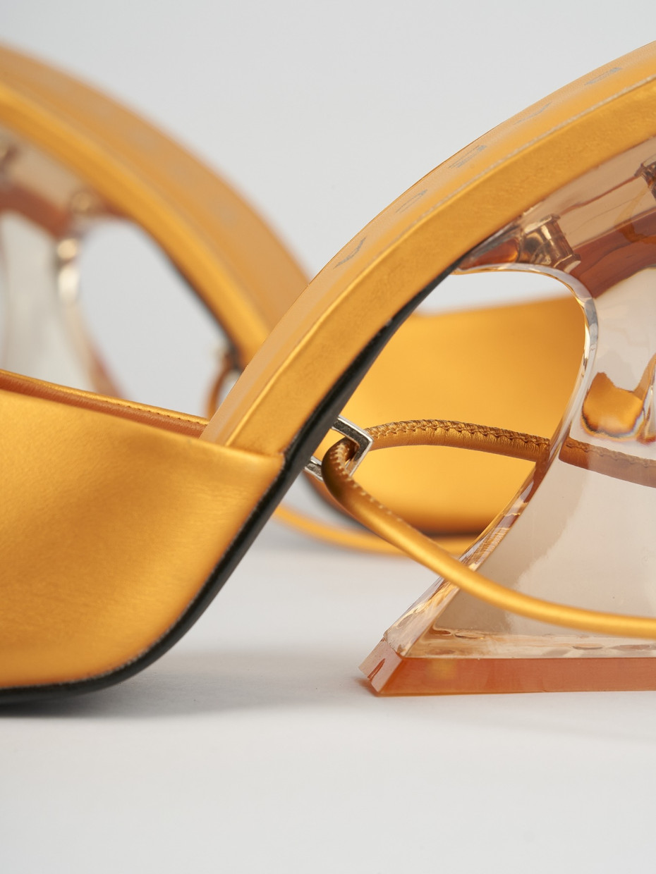 Sandali tacco 8cm pelle arancio