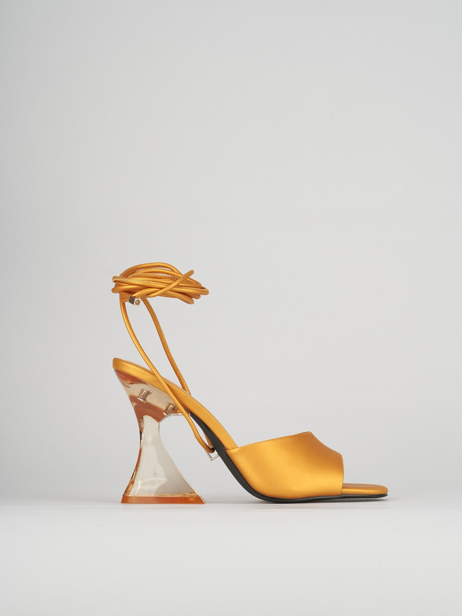 High heel sandals heel 8 cm orange leather