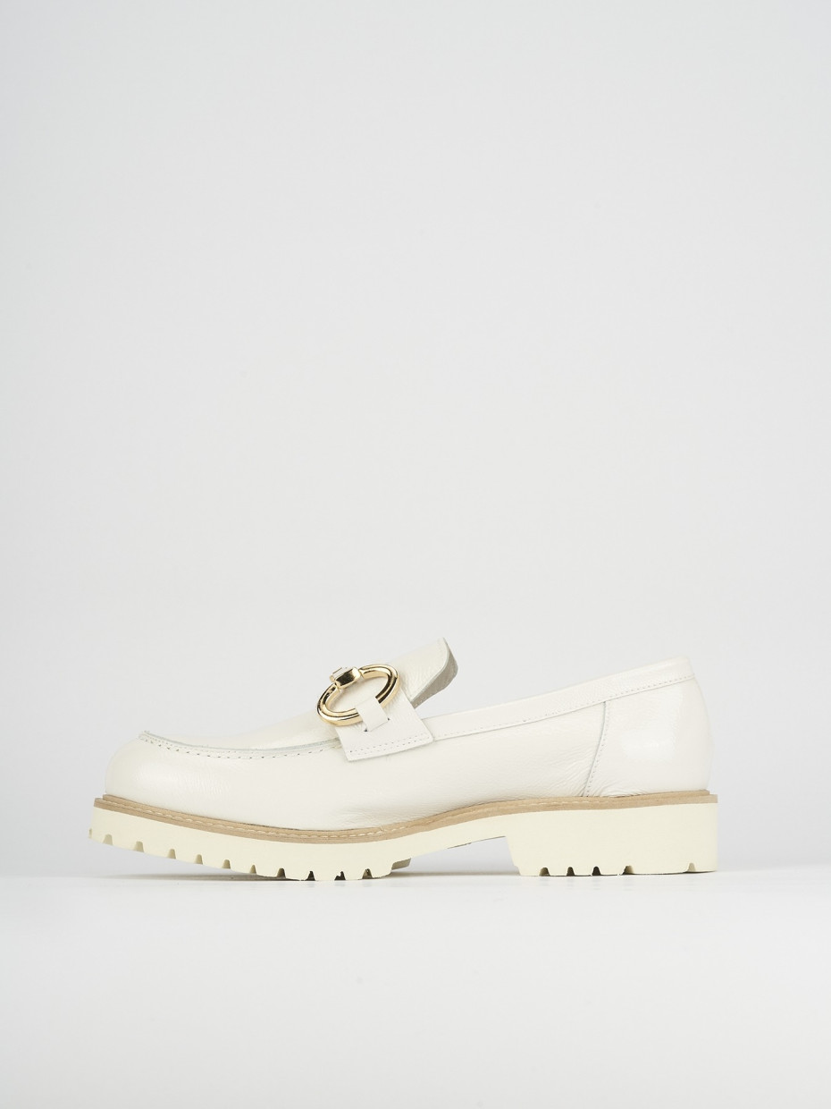 Mocassini tacco 2cm pelle bianco