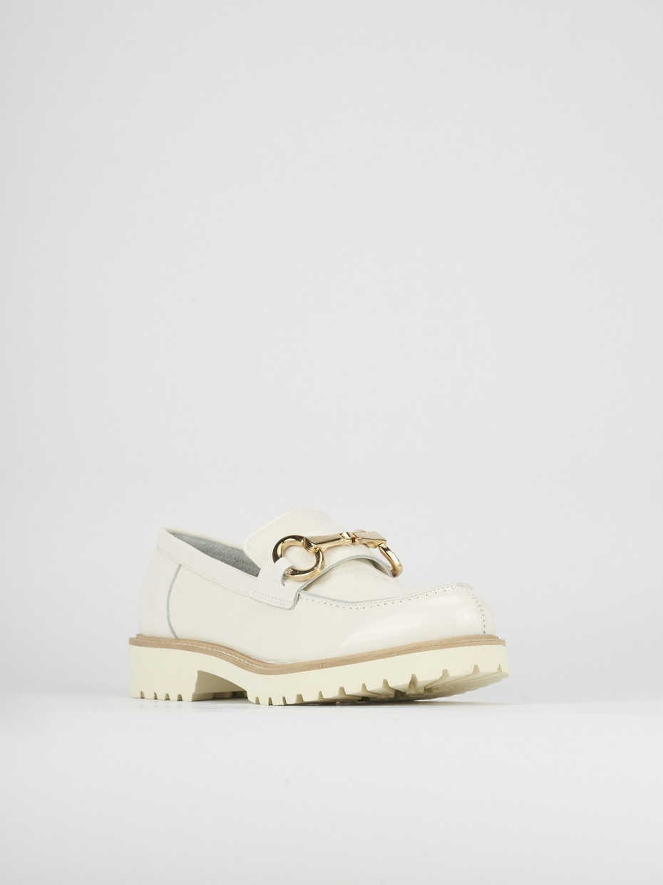 Mocassini tacco 2cm pelle bianco
