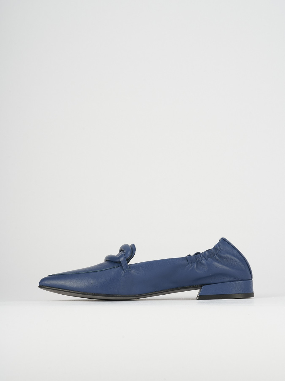 Mocassino ballerina tacco 1 cm blu pelle