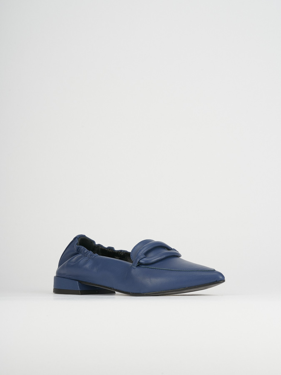 Mocassino ballerina tacco 1 cm blu pelle