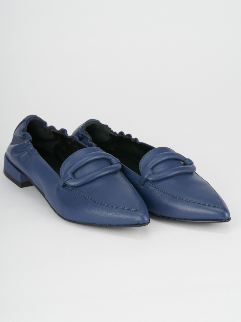 Mocassino ballerina tacco 1 cm blu pelle