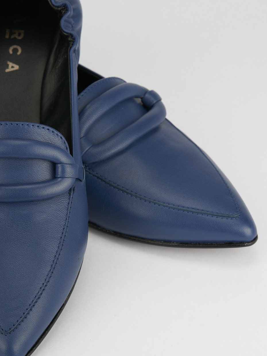Mocassino ballerina tacco 1 cm blu pelle