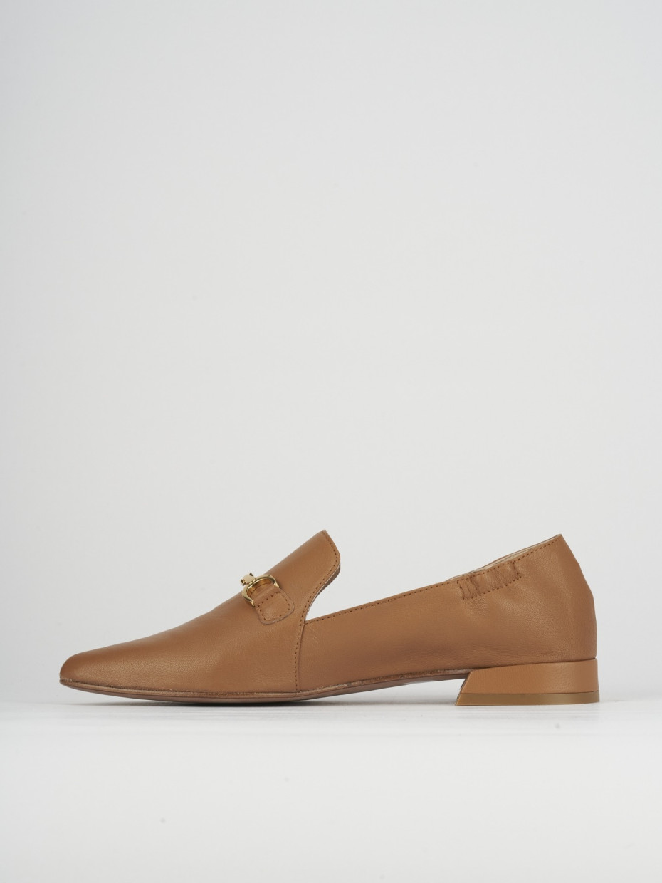 Loafers heel 1 cm brown leather