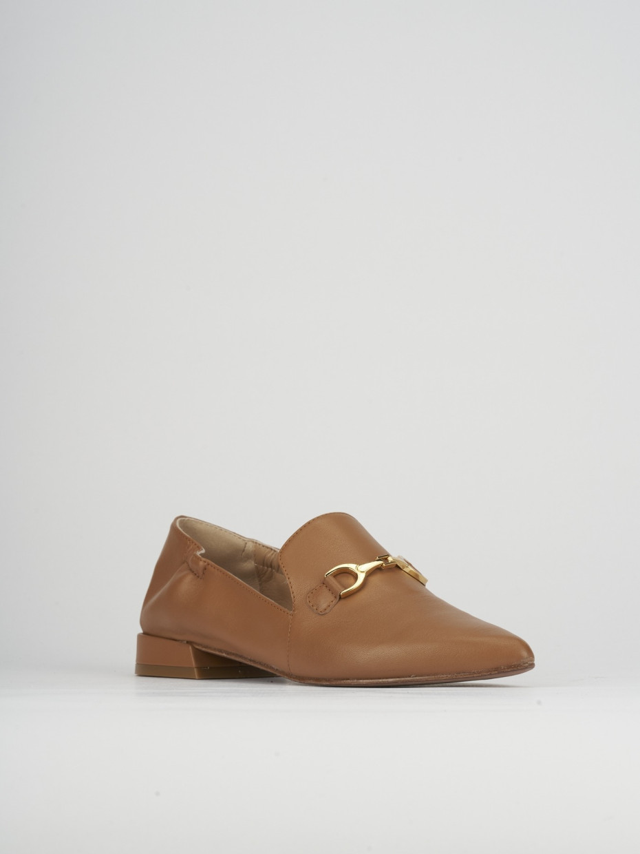 Loafers heel 1 cm brown leather