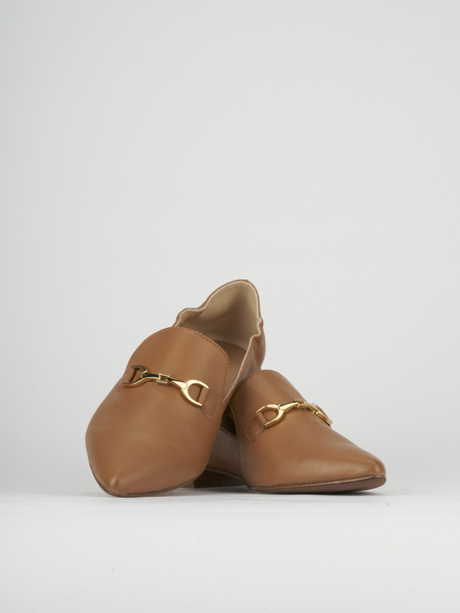 Loafers heel 1 cm brown leather