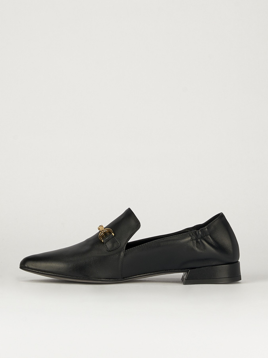 Loafers woman heel 1 cm black leather Barca Stores