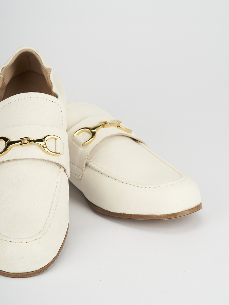 Mocassino tacco 1 cm beige pelle