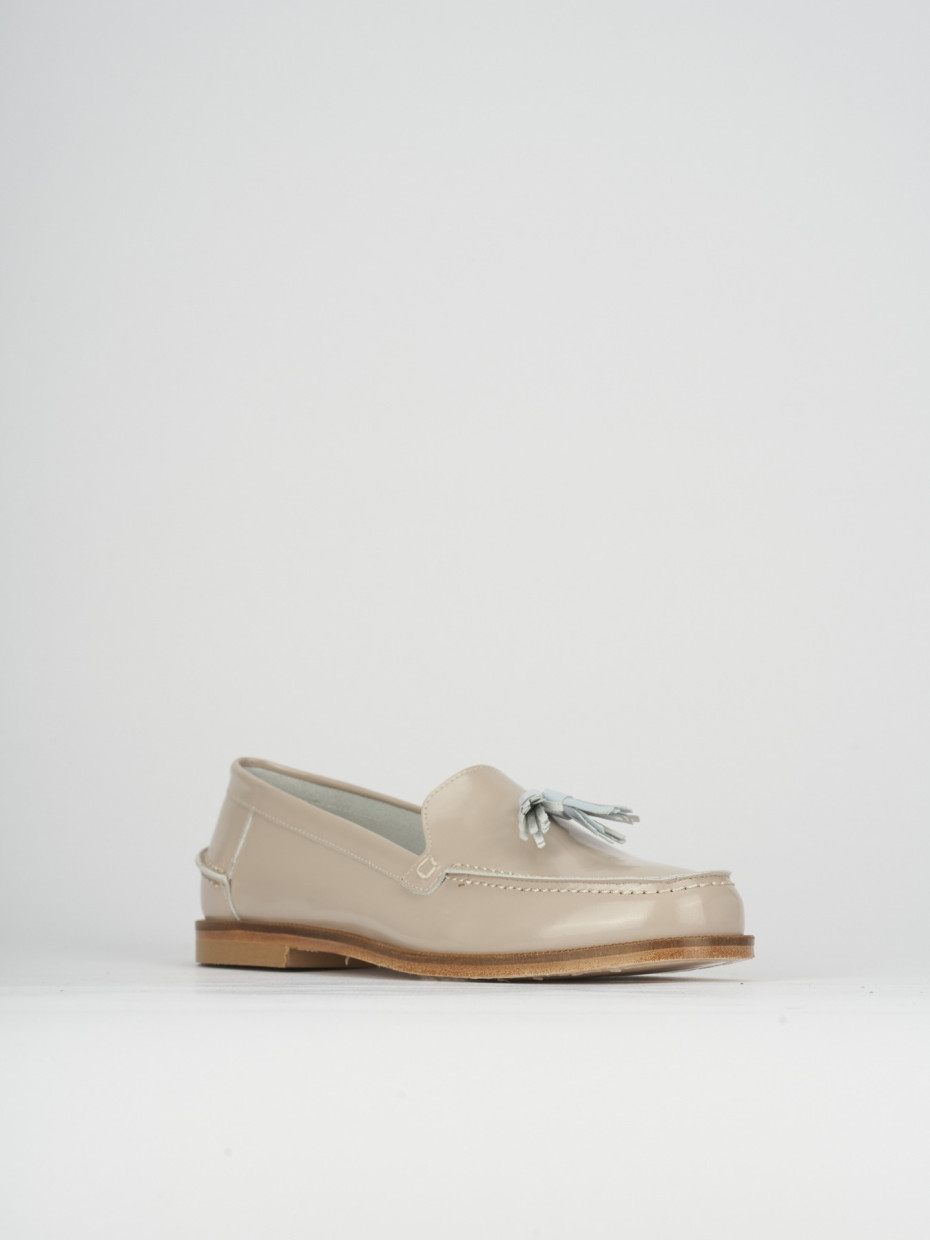 Mocassini tacco 2cm pelle beige