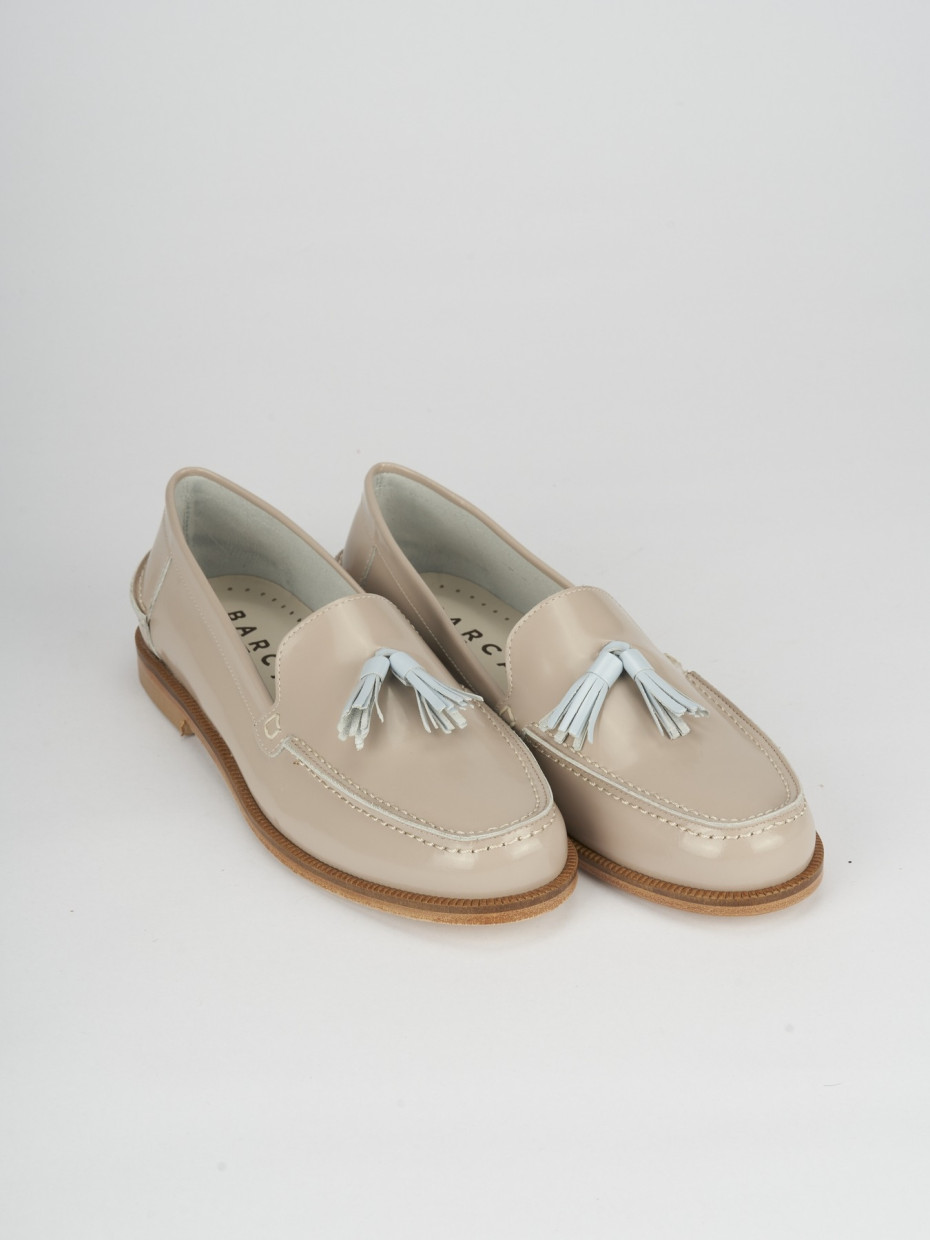 Mocassini tacco 2cm pelle beige
