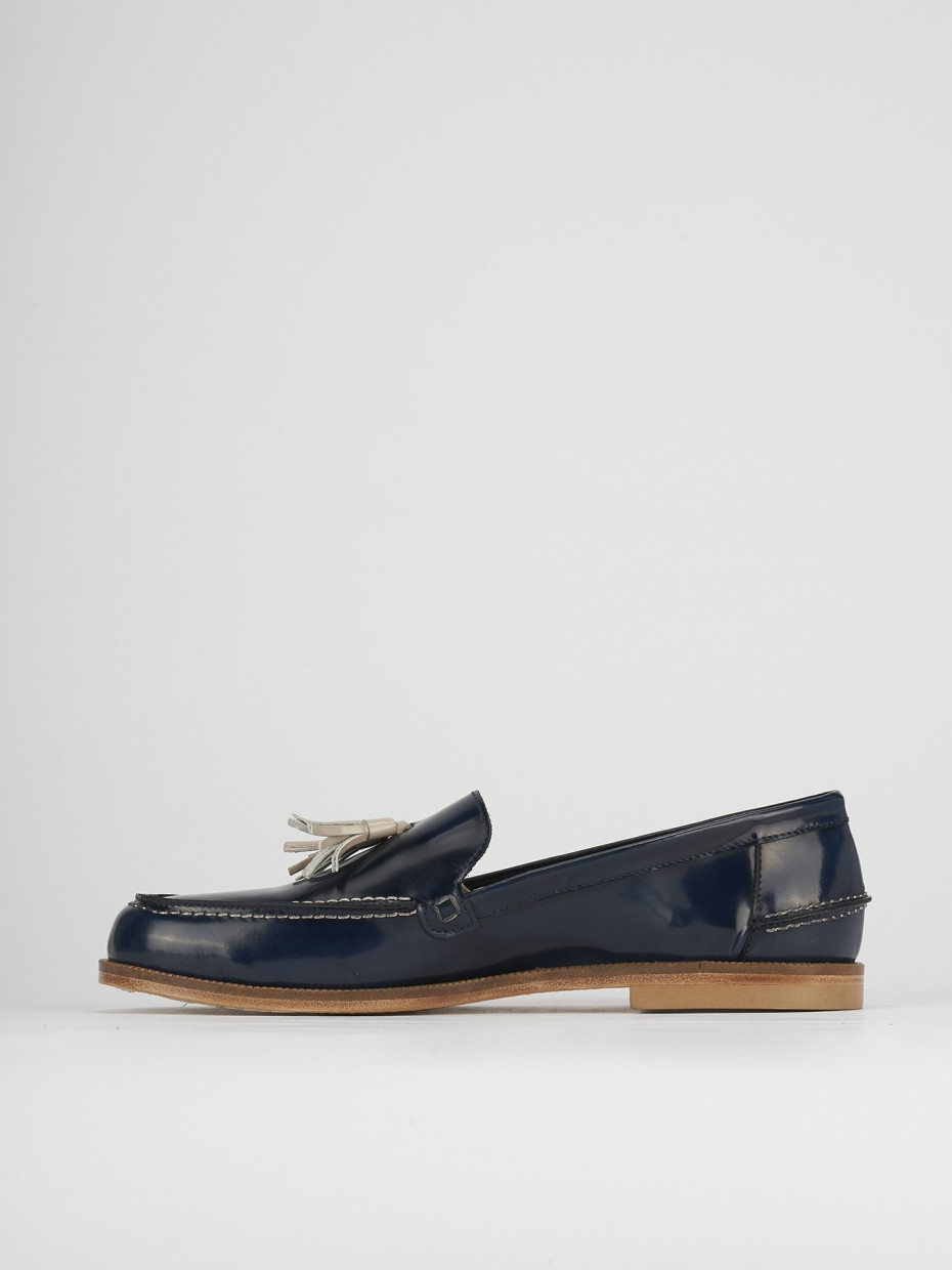 Mocassini tacco 2cm pelle blu