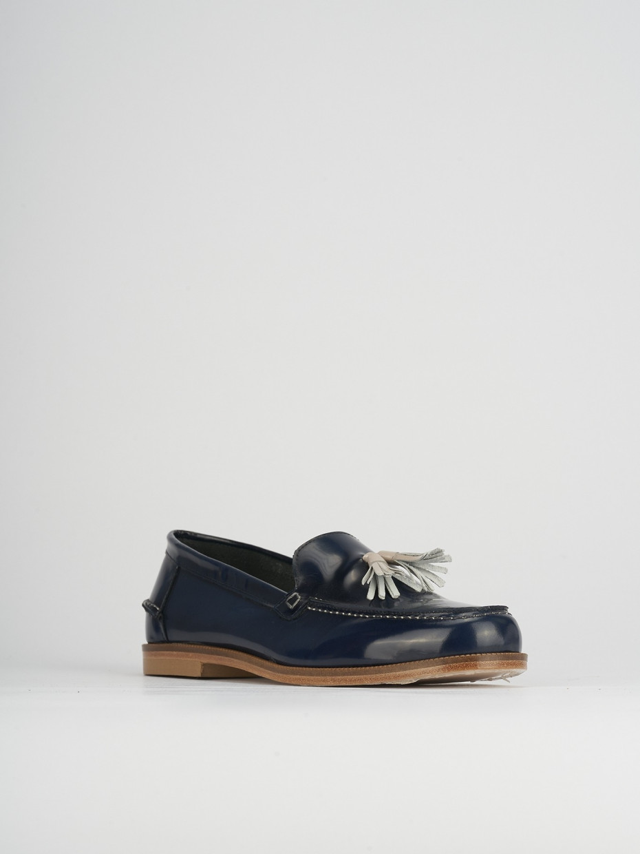 Mocassini tacco 2cm pelle blu