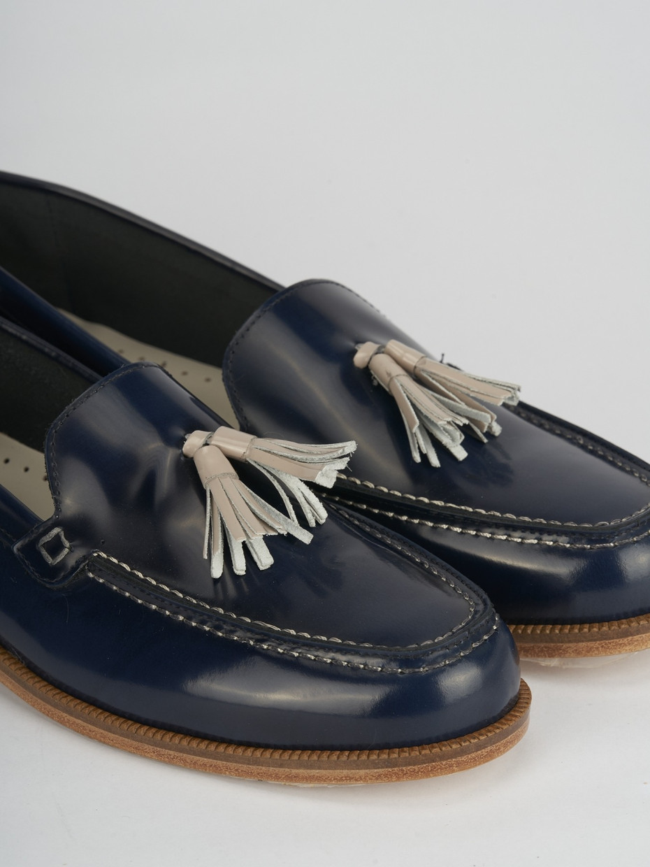 Mocassini tacco 2cm pelle blu