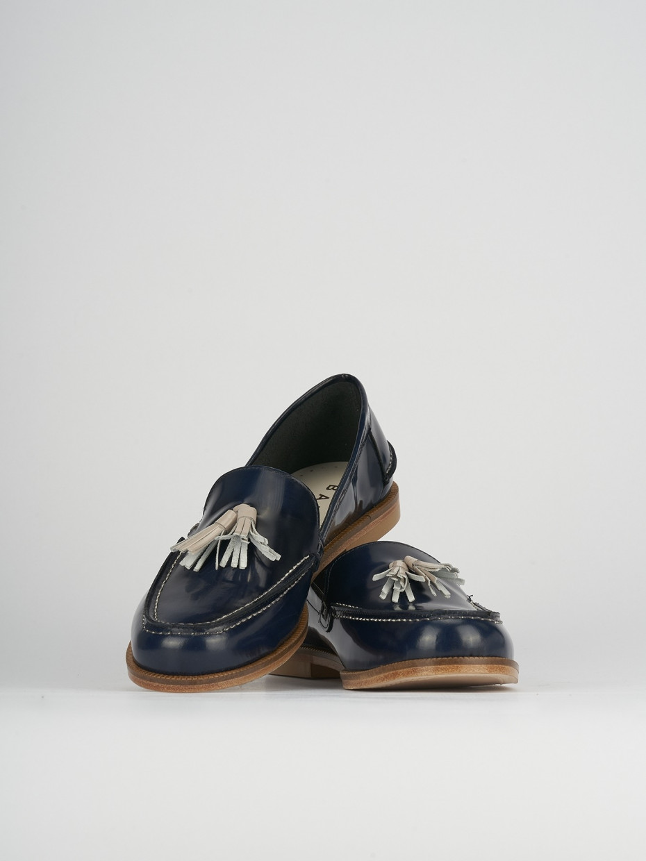Mocassini tacco 2cm pelle blu