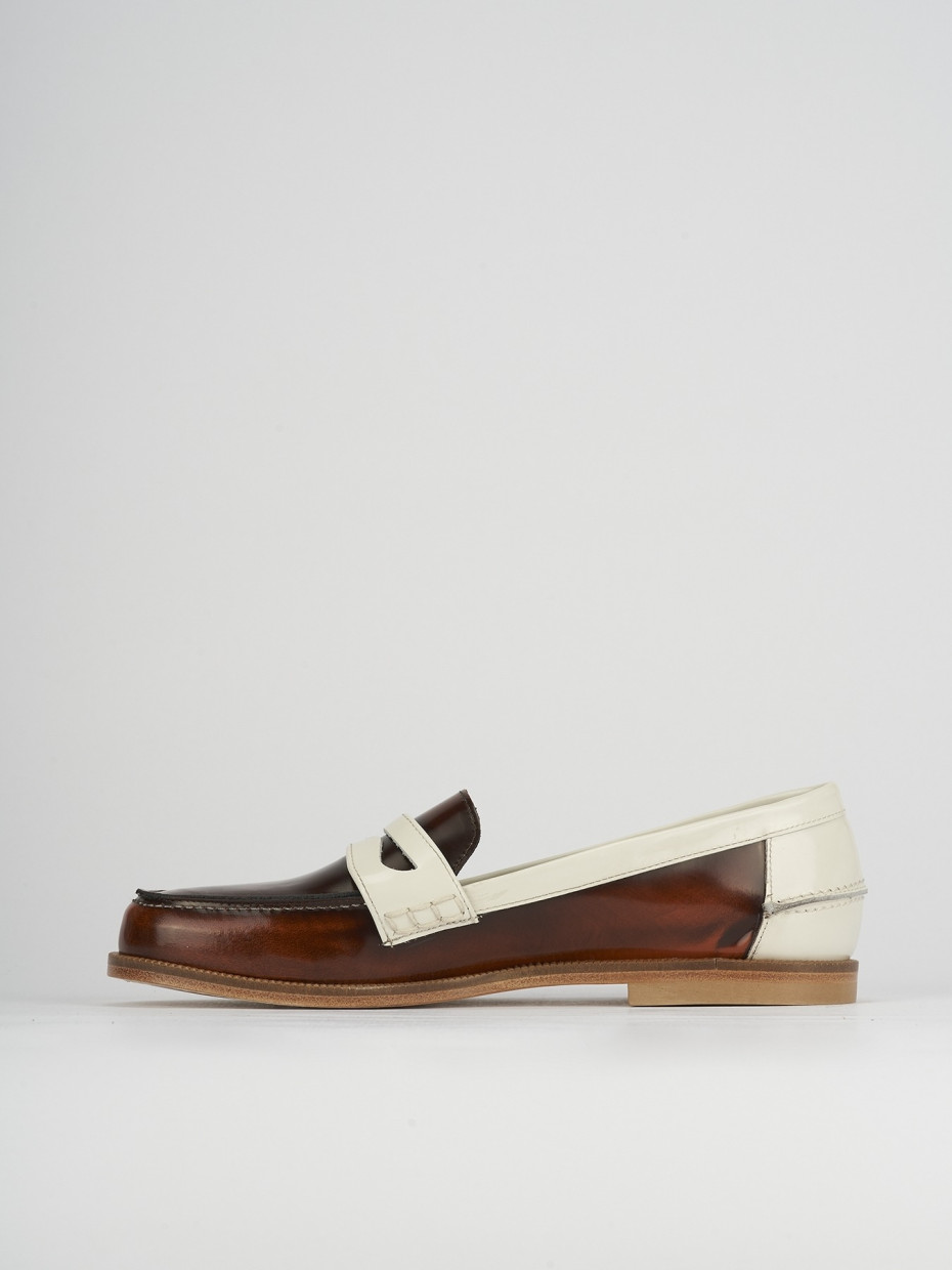 Loafers heel 1 cm brown leather