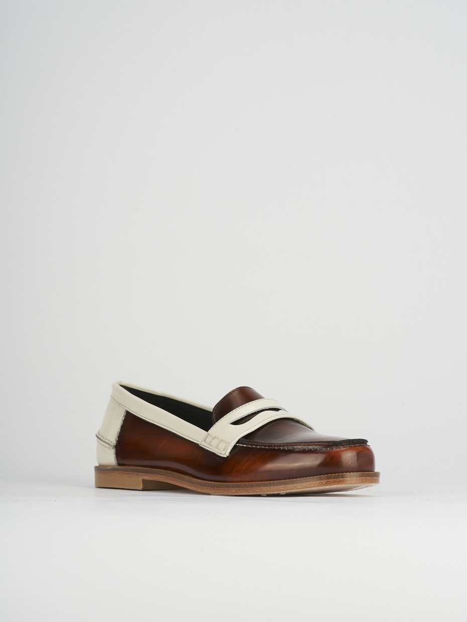 Loafers heel 1 cm brown leather