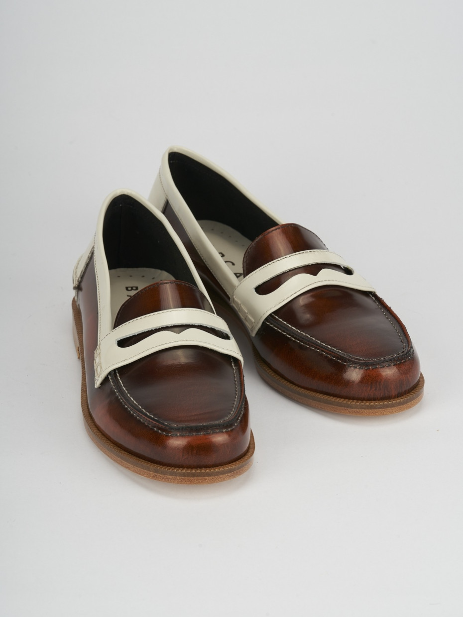 Loafers heel 1 cm brown leather