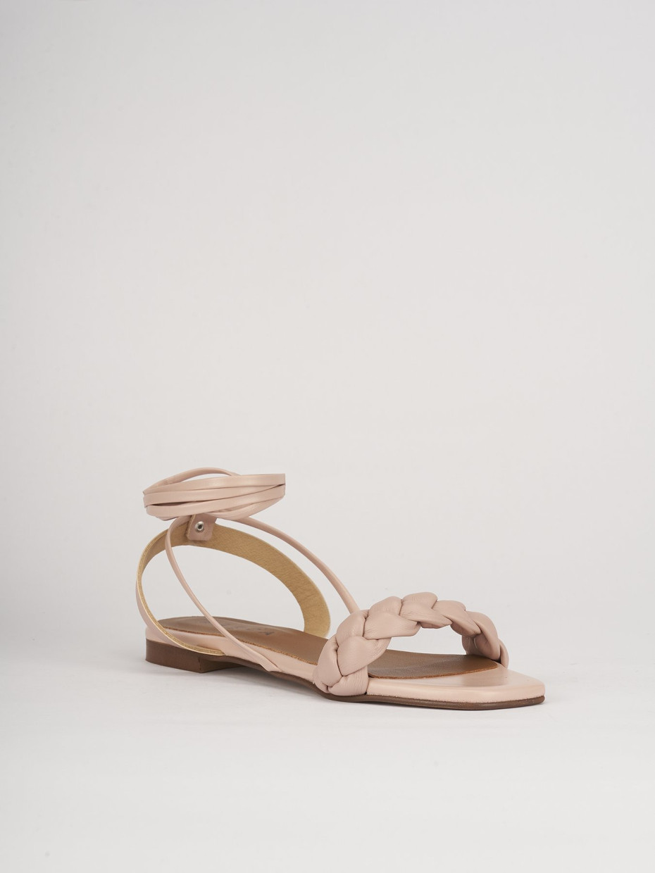 Low heel sandals heel 1 cm pink leather