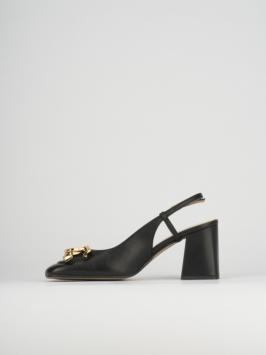 Décolleté e slingback tacco 8cm pelle nero