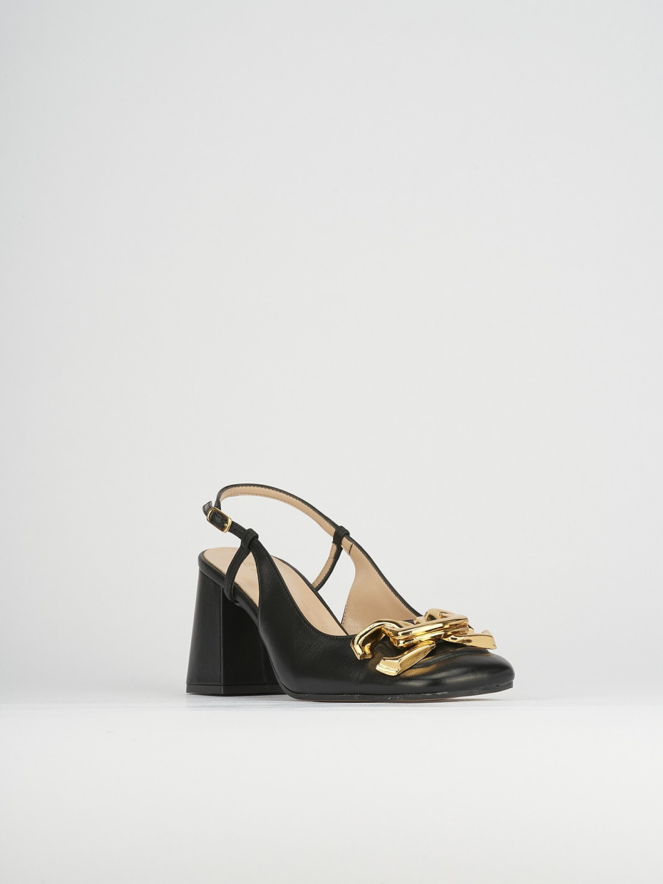 Décolleté e slingback tacco 8cm pelle nero