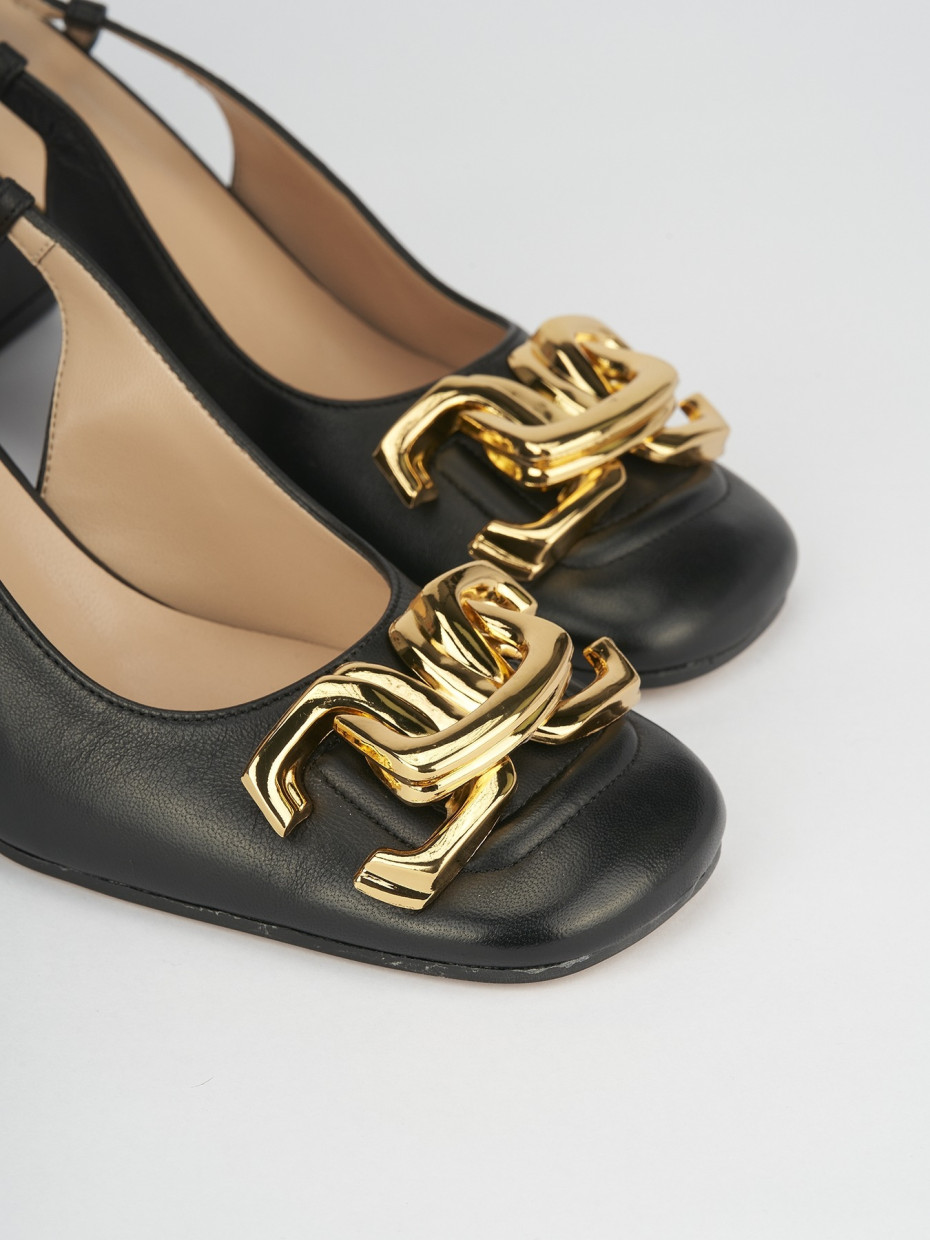 Décolleté e slingback tacco 8cm pelle nero