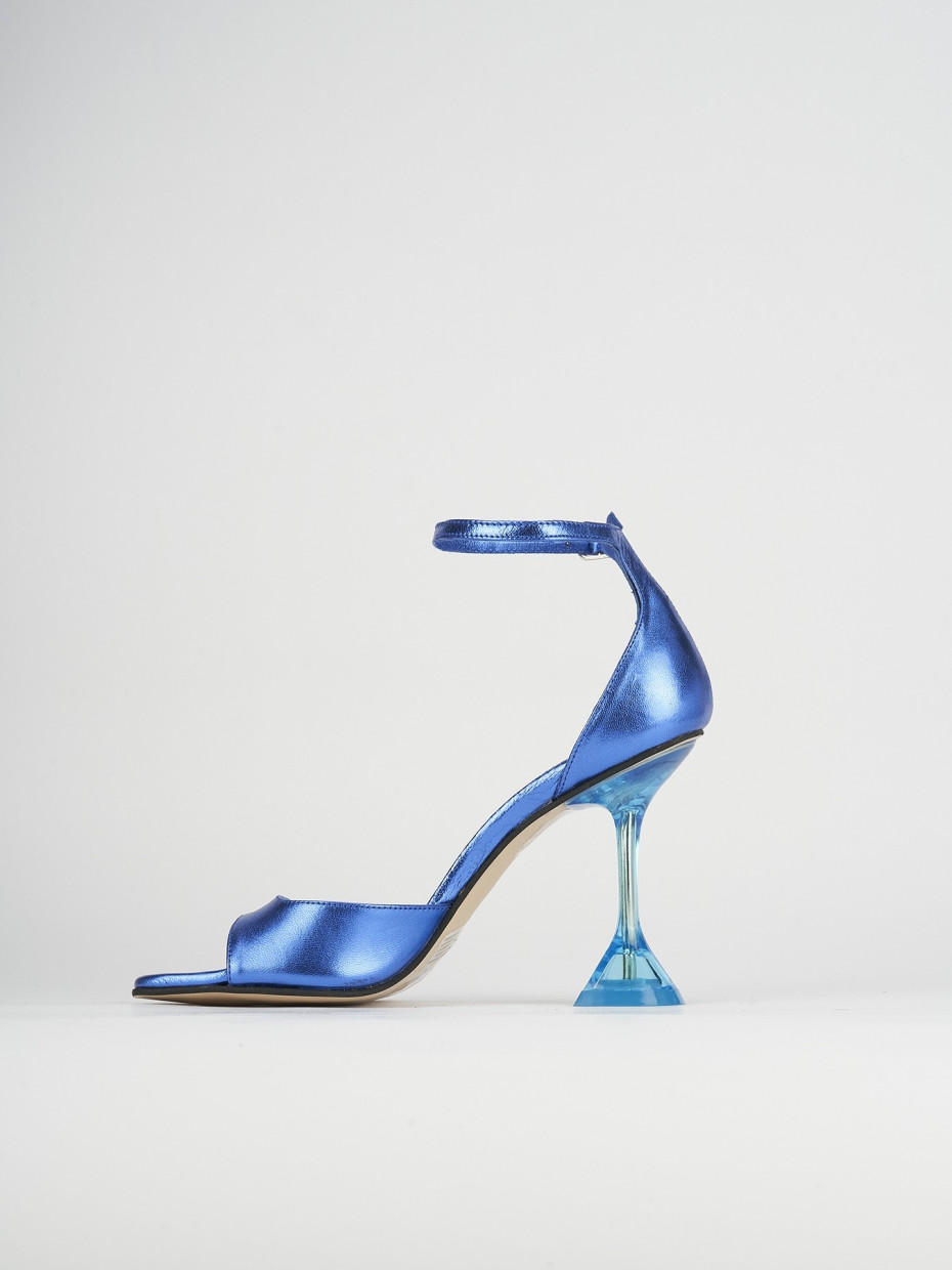 Sandali tacco 8cm pelle blu