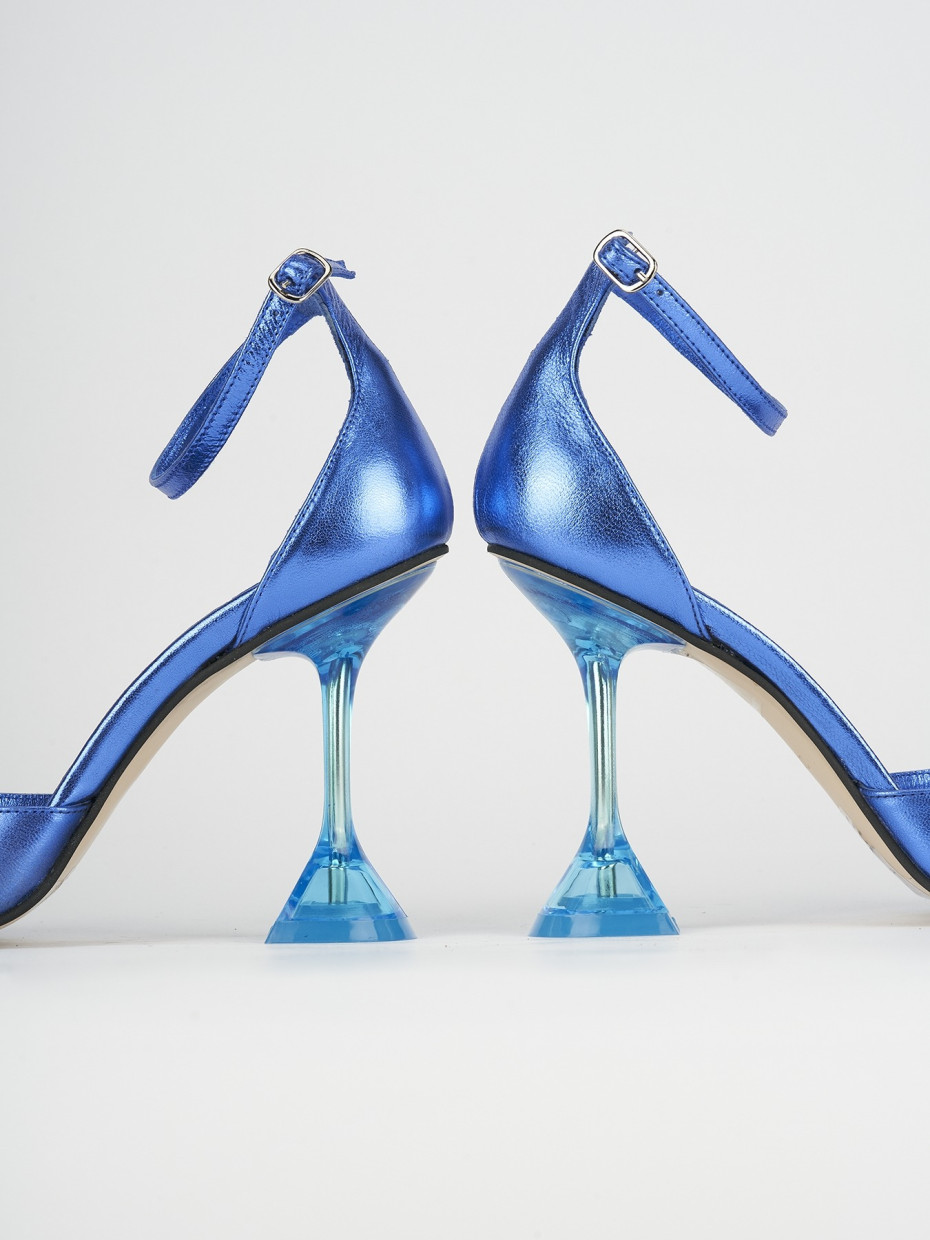 Sandali tacco 8cm pelle blu