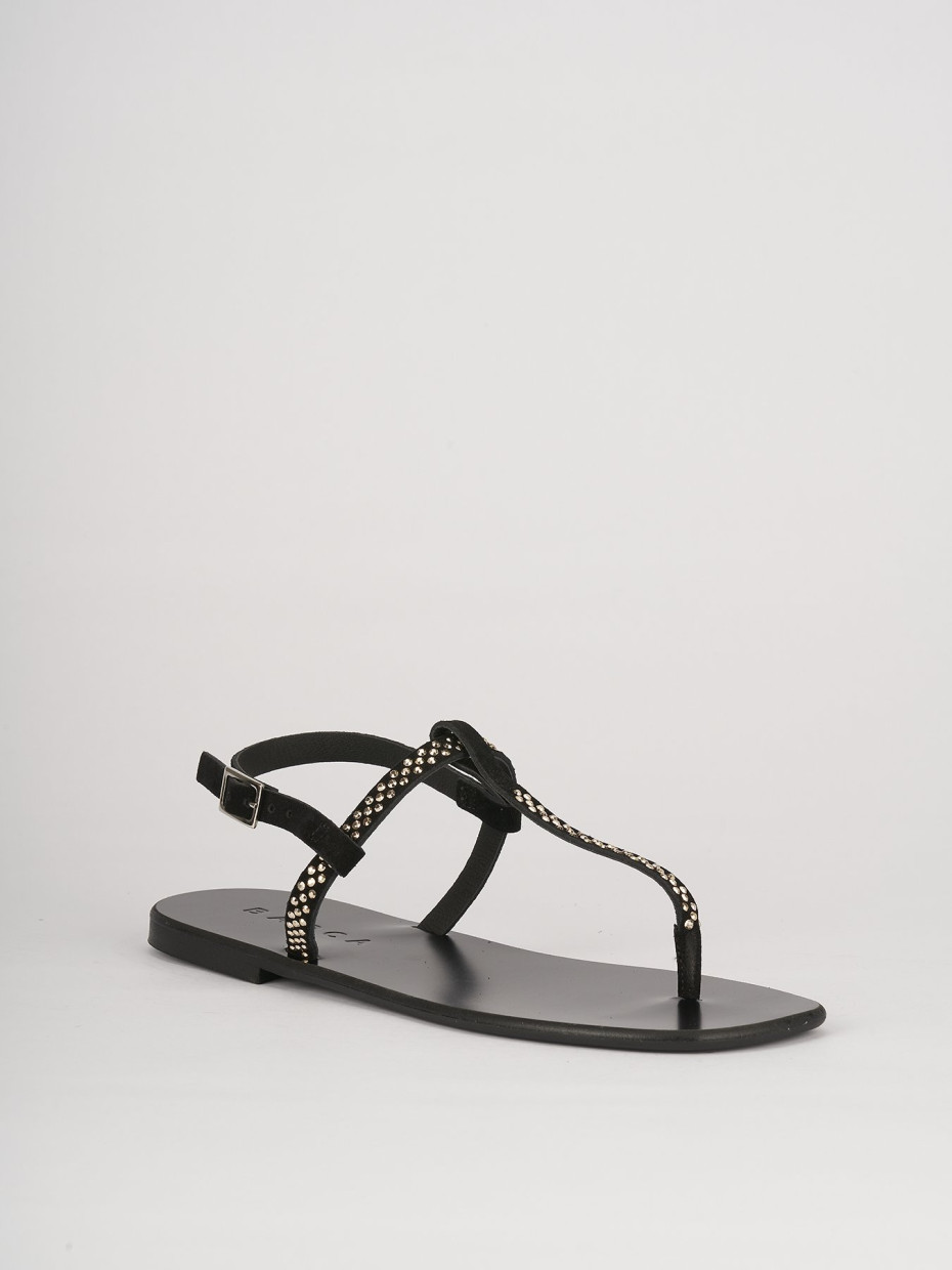 Low heel sandals heel 1 cm black chamois