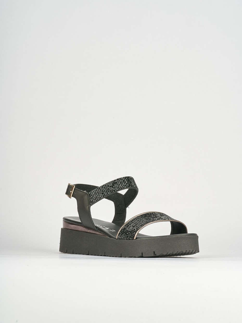 Sandali tacco 3cm pelle nero