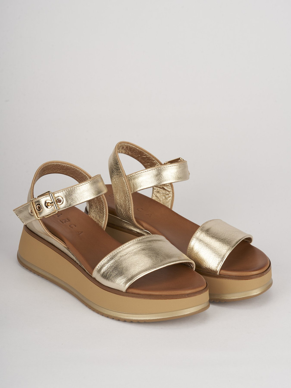 Wedge heels heel 6 cm gold leather