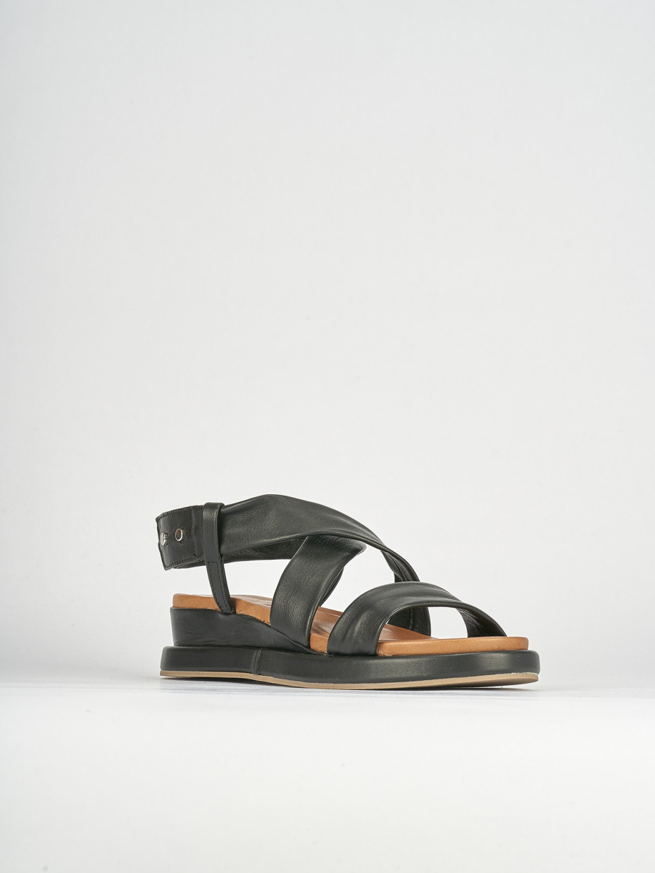 Wedge heels heel 3 cm black leather