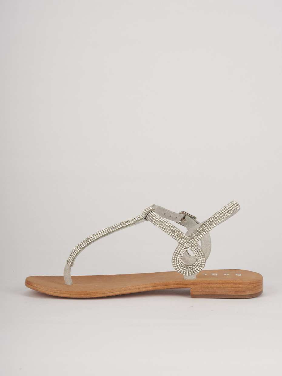 Low heel sandals heel 1 cm white leather