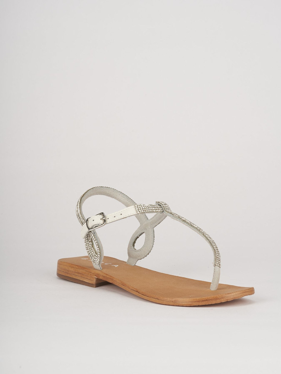 Low heel sandals heel 1 cm white leather