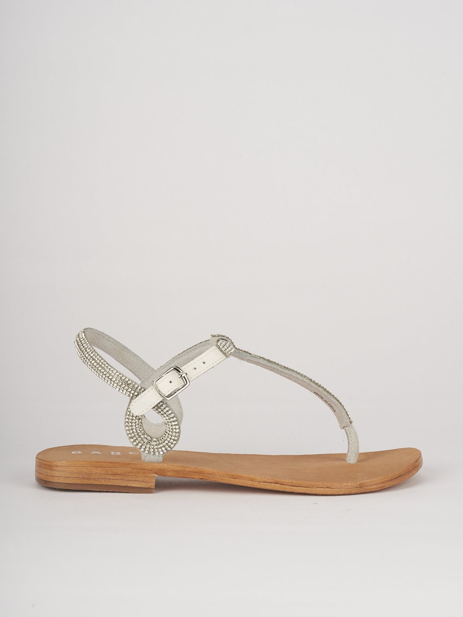 Low heel sandals heel 1 cm white leather