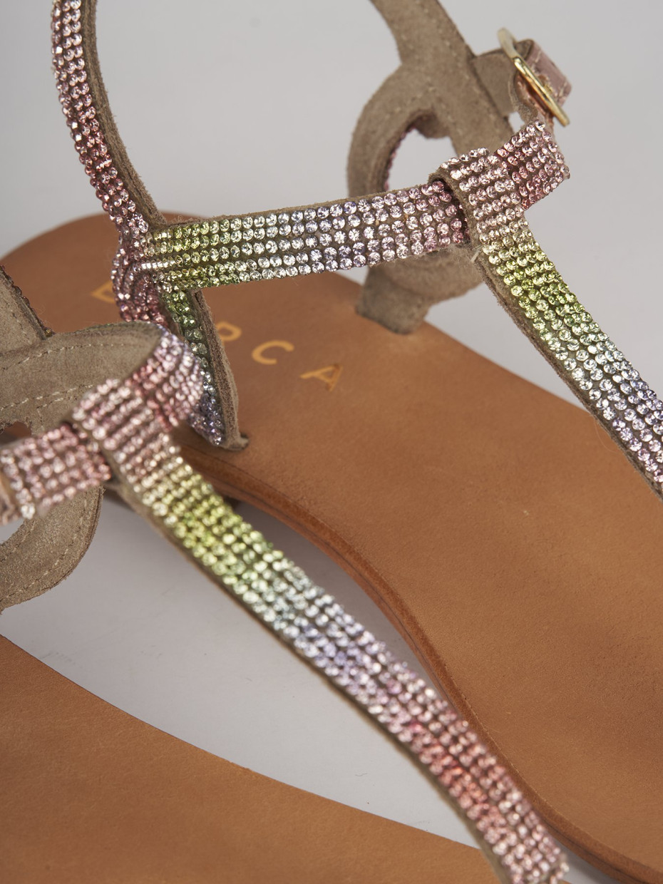 Low heel sandals heel 1 cm multicolor leather