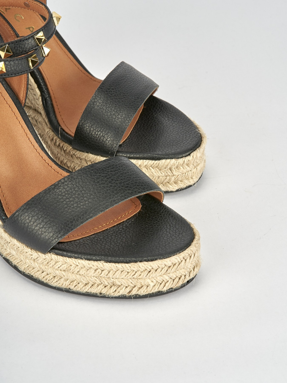 Wedge heels heel 10 cm black leather