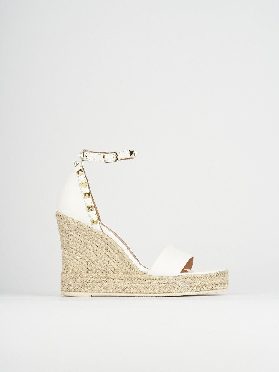 Wedge heels heel 10 cm white leather