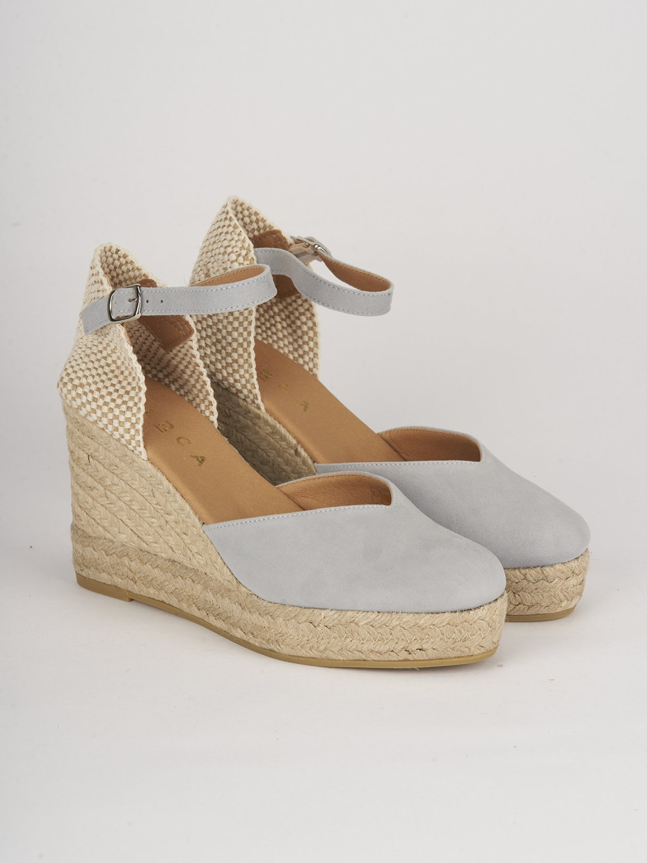 Espadrillas heel 5 cm light blue chamois