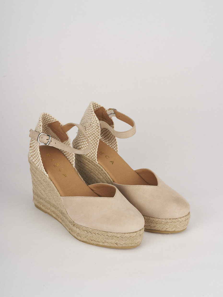 Espadrillas heel 5 cm beige chamois