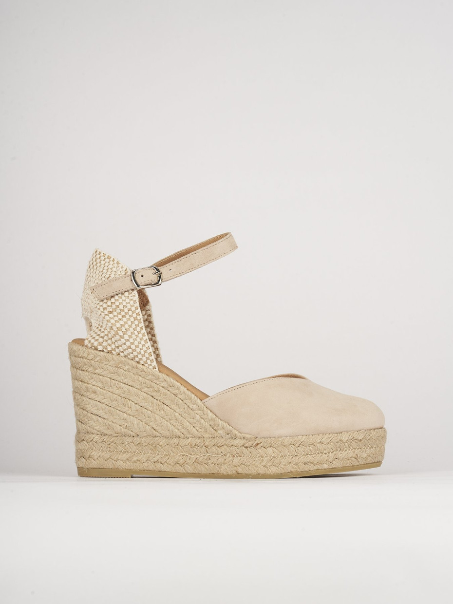 Espadrillas tacco 5cm camoscio beige